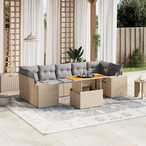 Sofasæt til haven 8 dele med hynder polyrattan beige