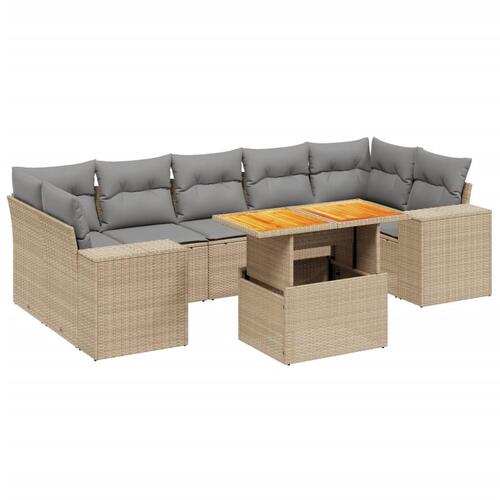 Sofasæt til haven 8 dele med hynder polyrattan beige