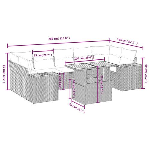 Sofasæt til haven 8 dele med hynder polyrattan beige