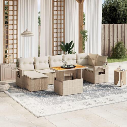 Sofasæt til haven 8 dele med hynder polyrattan beige