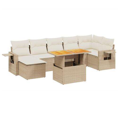 Sofasæt til haven 8 dele med hynder polyrattan beige
