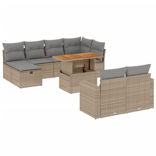 Sofasæt til haven 11 dele med hynder polyrattan beige