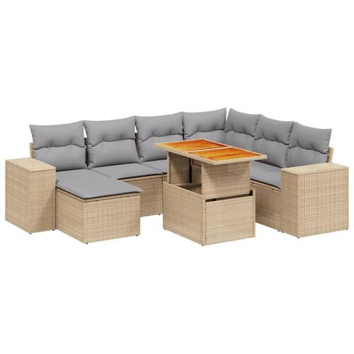 Sofasæt til haven 8 dele med hynder polyrattan beige