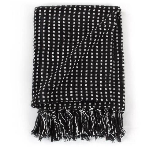 Plaid 125x150 cm bomuld firkanter sort