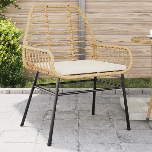 Havestole 2 stk. med hynder polyrattan brun