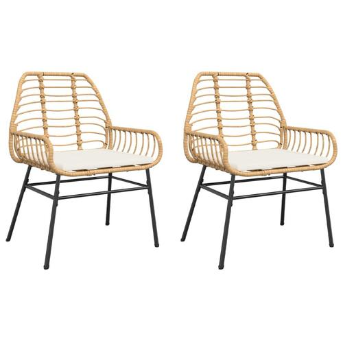 Havestole 2 stk. med hynder polyrattan brun
