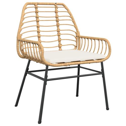 Havestole 2 stk. med hynder polyrattan brun