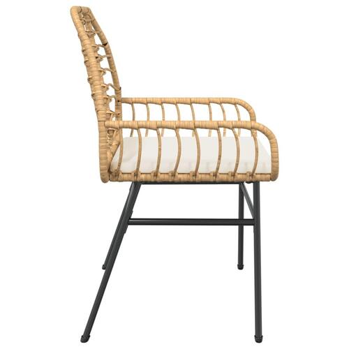 Havestole 2 stk. med hynder polyrattan brun