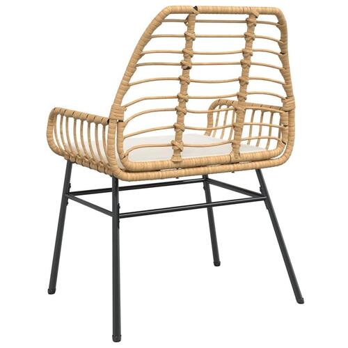 Havestole 2 stk. med hynder polyrattan brun