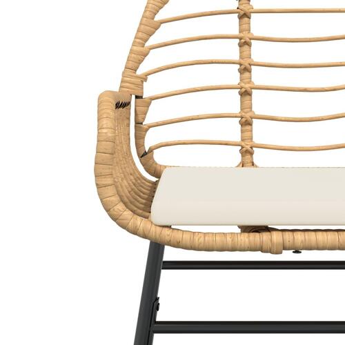 Havestole 2 stk. med hynder polyrattan brun
