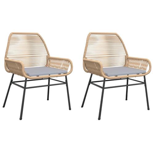 Havestole 2 stk. med hynder polyrattan brun
