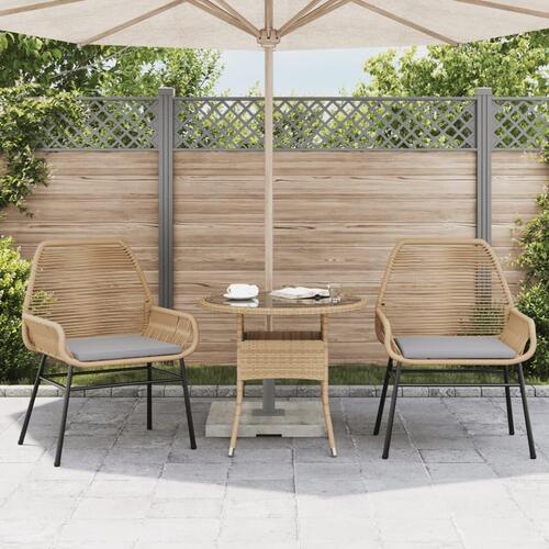 Havestole 2 stk. med hynder polyrattan brun