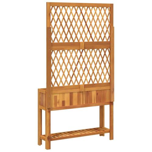 Plantekasse med espalier og hylde 100x32x185 cm massivt akacie