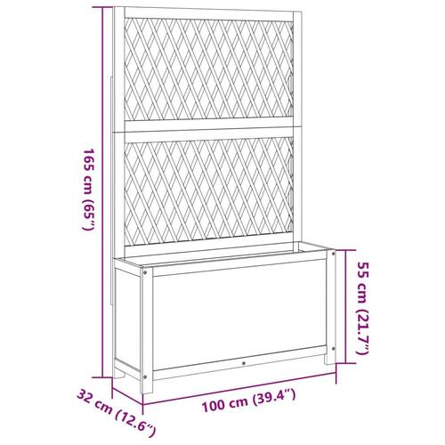 Plantekasse med espalier 100x32x165 cm massivt akacietræ