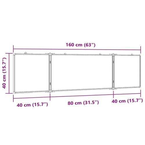 Magnetisk whiteboard 160x40x1,7 cm foldbart aluminium