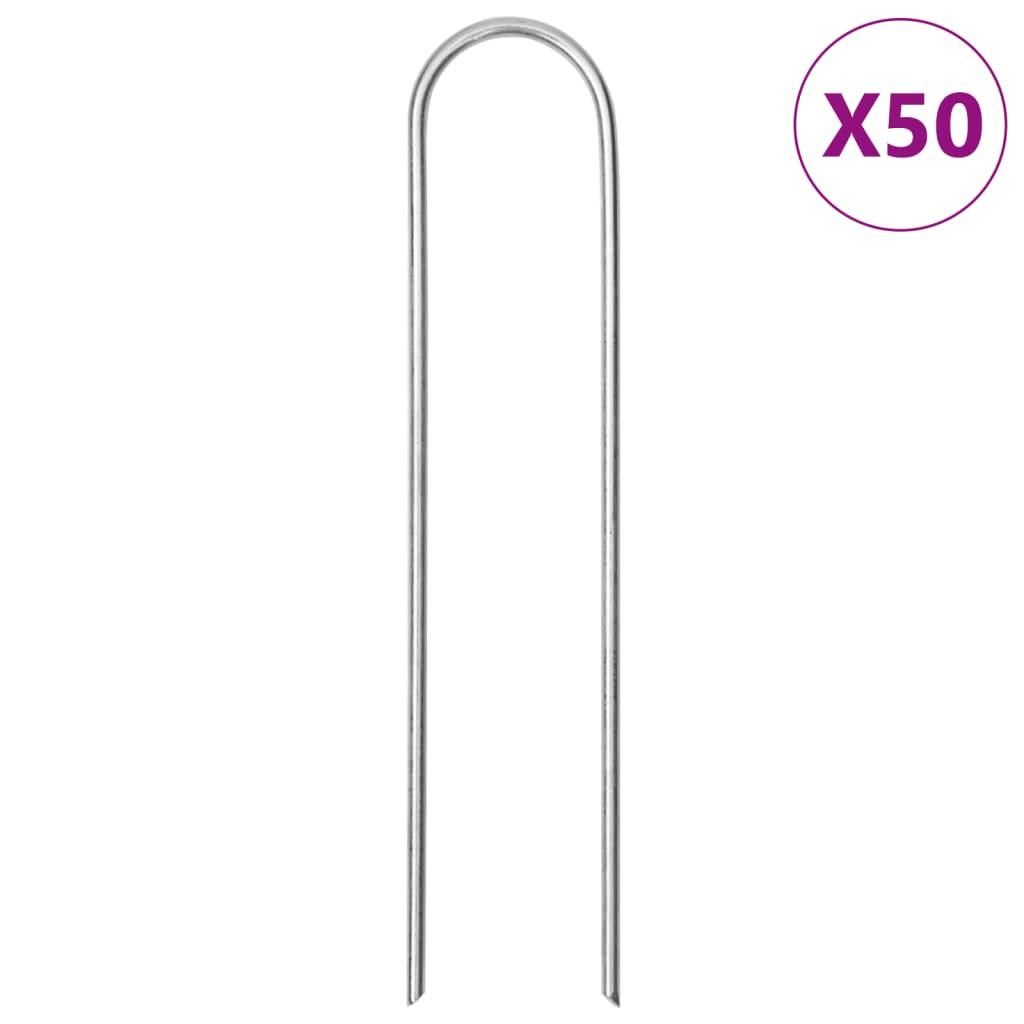 Jordpløkker 50 stk. U-facon 15x3,5 cm galvaniseret stål