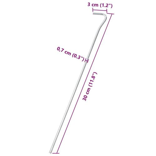 Teltpløkker 50 stk. 30 cm Ø7 mm galvaniseret stål