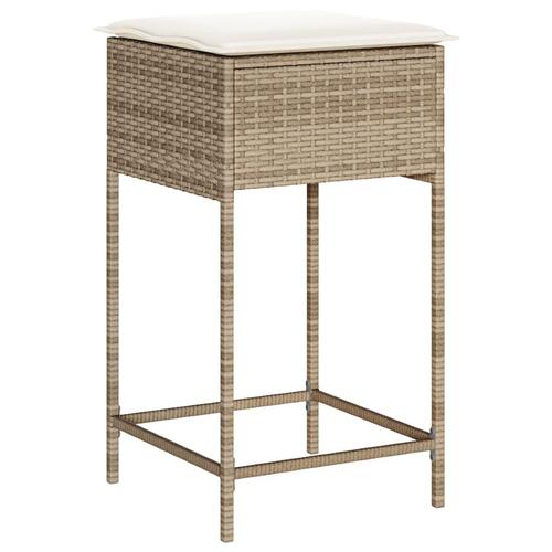 Udendørs barstole med hynder 2 stk. polyrattan beige