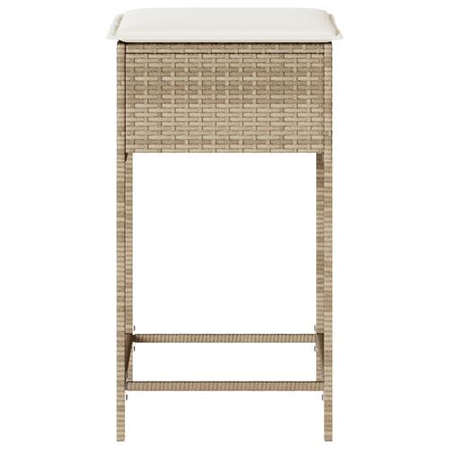 Udendørs barstole med hynder 2 stk. polyrattan beige