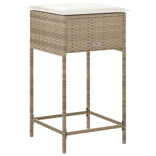 Udendørs barstole med hynder 2 stk. polyrattan beige