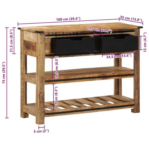 Konsolbord 100x35x75 cm massivt mangotræ