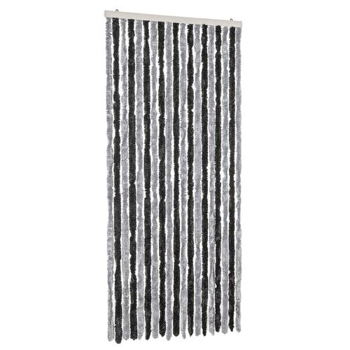 Flueforhæng 56x200 cm chenille grå og sort