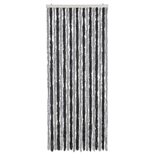 Flueforhæng 56x200 cm chenille grå og sort