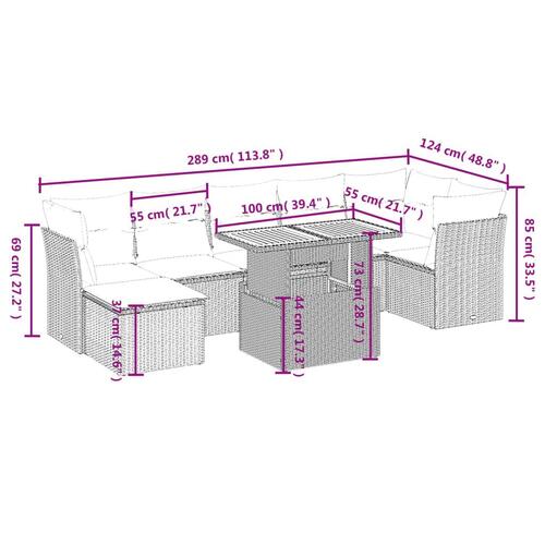 Sofasæt til haven 8 dele med hynder polyrattan beige