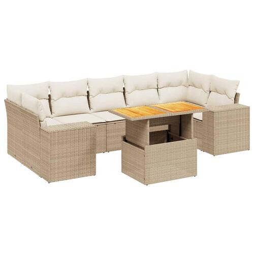 Sofasæt til haven 8 dele med hynder polyrattan beige
