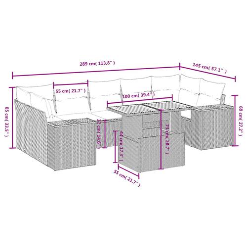 Sofasæt til haven 8 dele med hynder polyrattan beige