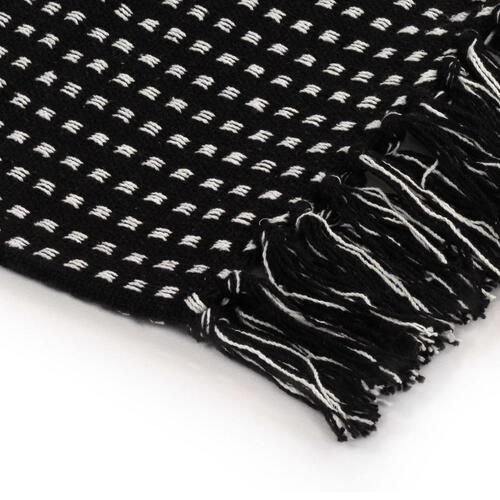 Plaid 160x210 cm bomuld firkanter sort