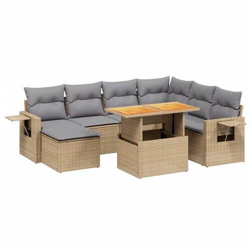 Sofasæt til haven 8 dele med hynder polyrattan beige