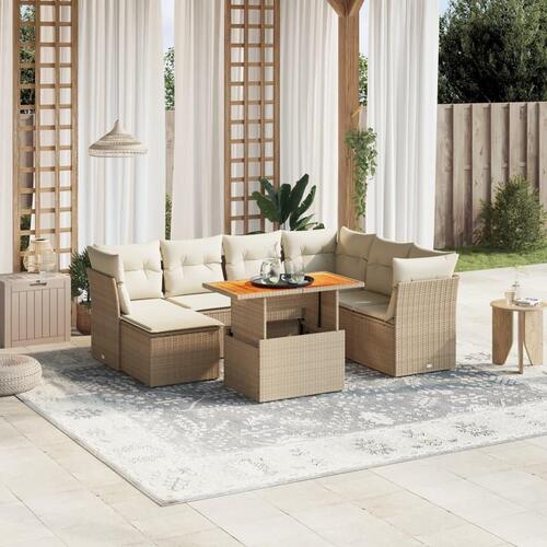 Sofasæt til haven 8 dele med hynder polyrattan beige