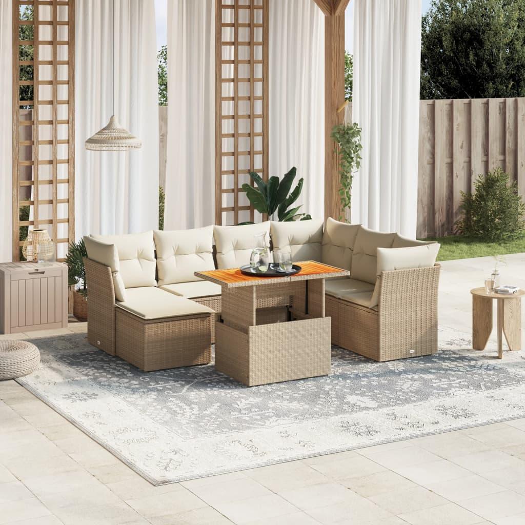 Sofasæt til haven 8 dele med hynder polyrattan beige