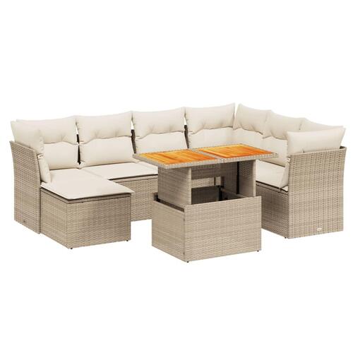 Sofasæt til haven 8 dele med hynder polyrattan beige