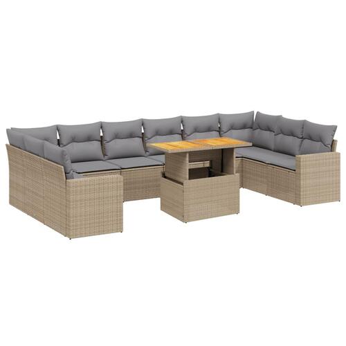 Sofasæt til haven 11 dele med hynder polyrattan beige