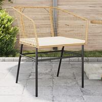 Havestole 2 stk. med hynder polyrattan brun
