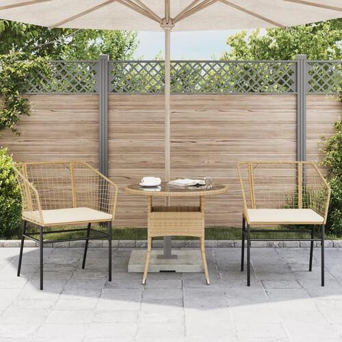 Havestole 2 stk. med hynder polyrattan brun
