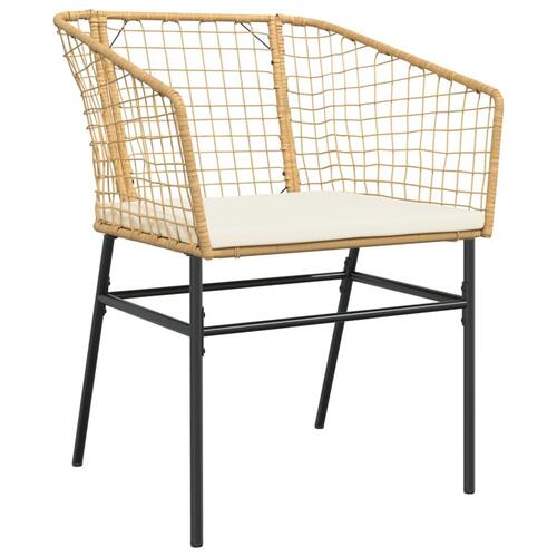 Havestole 2 stk. med hynder polyrattan brun