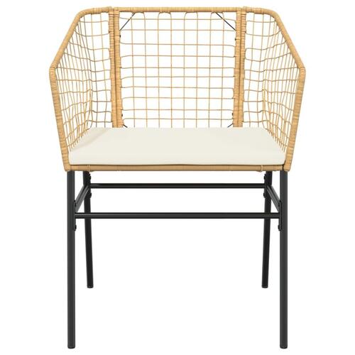 Havestole 2 stk. med hynder polyrattan brun