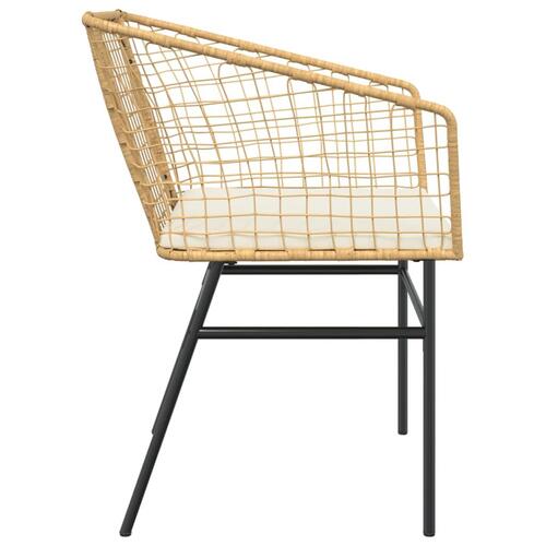 Havestole 2 stk. med hynder polyrattan brun