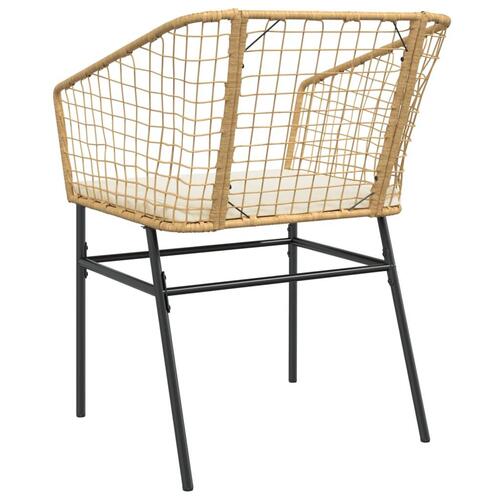 Havestole 2 stk. med hynder polyrattan brun