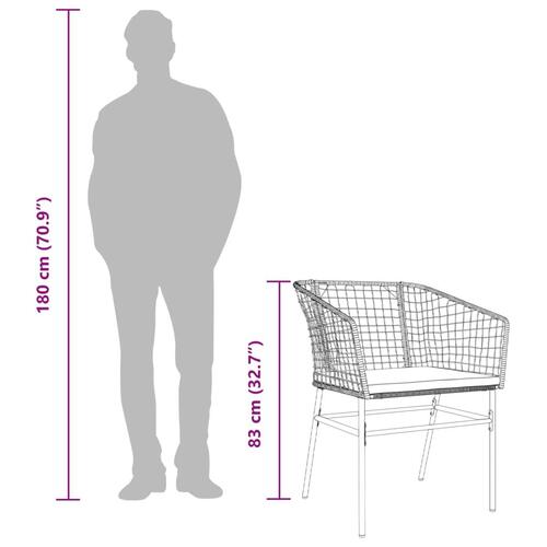 Havestole 2 stk. med hynder polyrattan brun