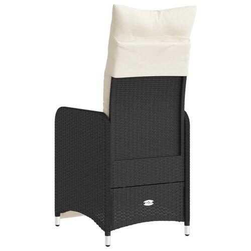 Havestole med hynder 2 stk. justerbart ryglæn polyrattan sort