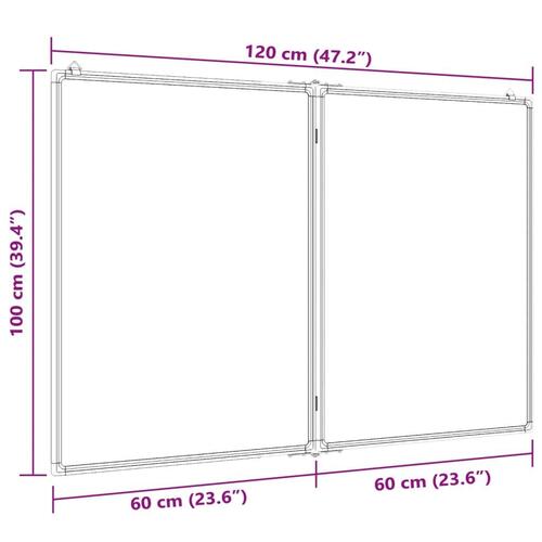 Magnetisk whiteboard 120x100x1,7 cm foldbart aluminium
