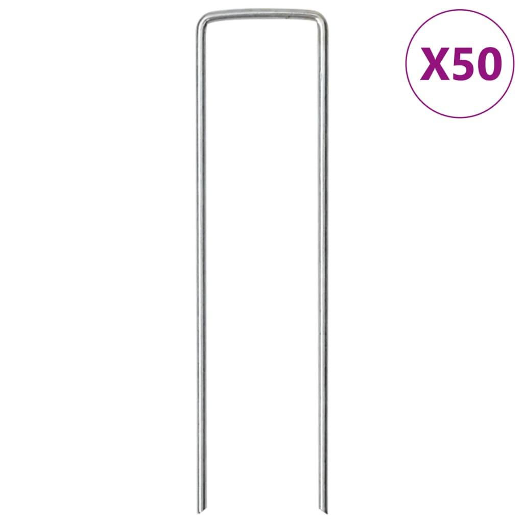 Jordpløkker 50 stk. U-facon 15x3,5 cm galvaniseret stål