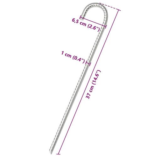 Teltpløkker 6 stk. 37 cm Ø10 mm galvaniseret stål