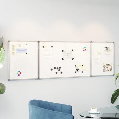 Magnetisk whiteboard 200x60x1,7 cm foldbart aluminium