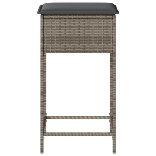 Barstole til haven med hynder 2 stk. polyrattan grå