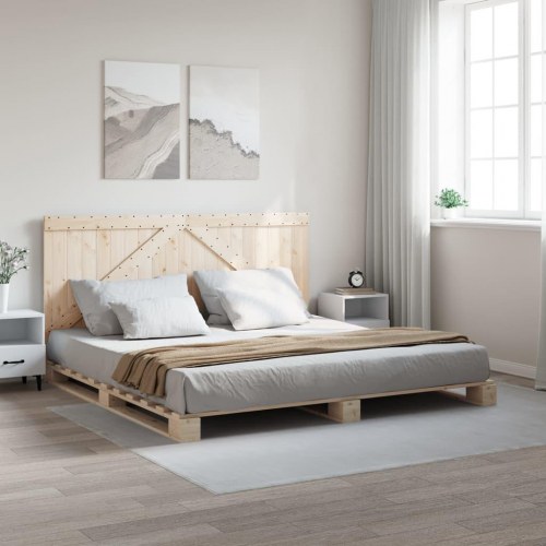 Sengeramme med sengegavl 180x200 cm massivt fyrretræ